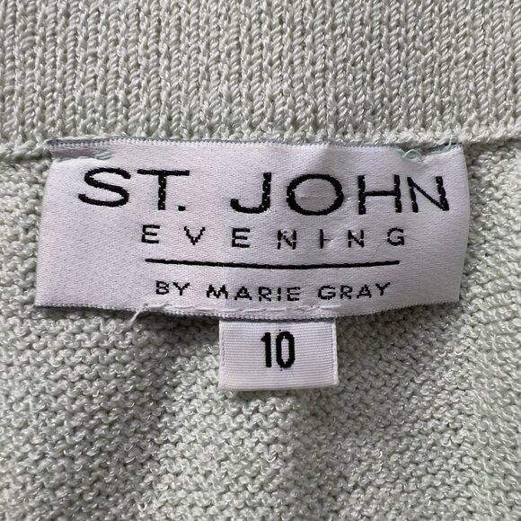 St. John Evening by Marie Gray Knit Skirt with Beaded Hem — Size 10, Light Gray - Picture 11 of 15